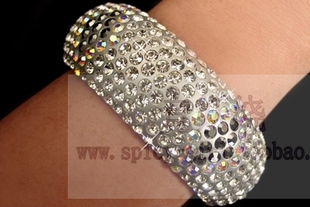 美国代购【Western fashion】灰色水钻菱形钻石图案手镯流行首饰