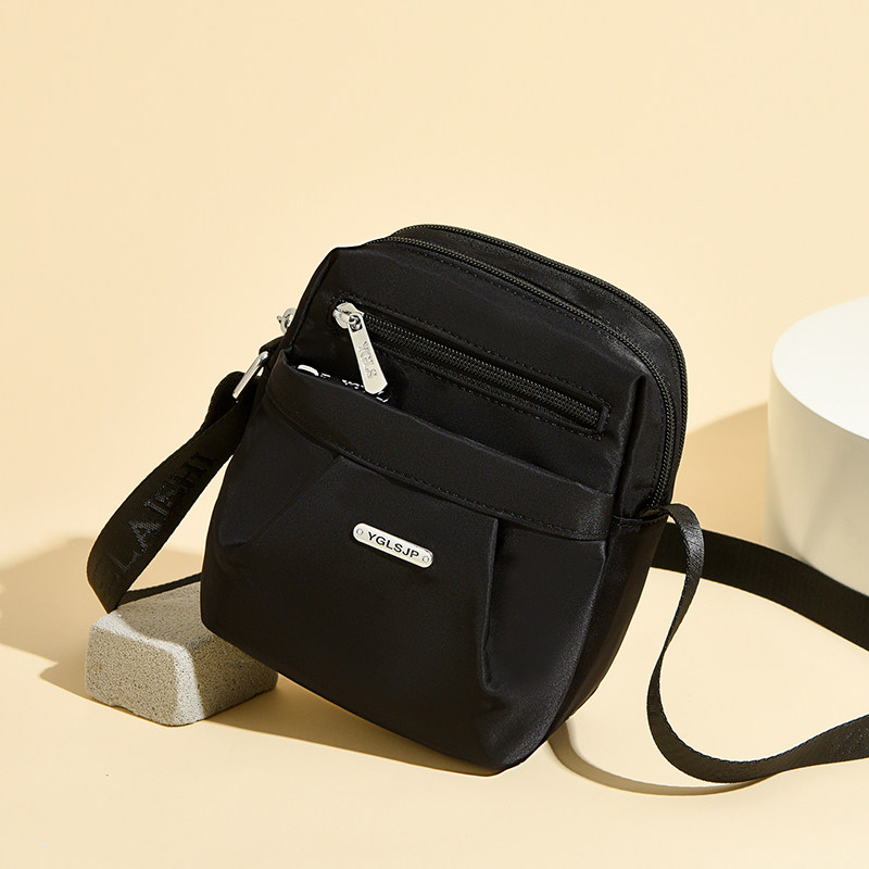 骞诺贝儿小方包女斜挎包轻便多层百搭休闲简约黑色小包包