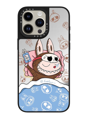 MIAIKOSS/妙吻联名泡泡玛特Labubu拉布布睡觉蓝被子适用iPhone15Promax苹果手机壳潮牌14防摔套13个性12女