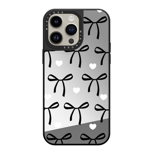 MIAIKOSS/妙吻镜面艺术家联名黑色蝴蝶结爱心适用iPhone18Promax苹果17手机壳潮牌14/15防摔套13个性12女磁吸