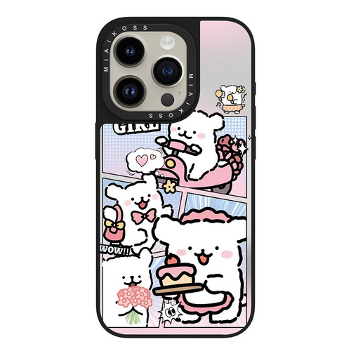 MIAIKOSS/妙吻联名线条小狗漫画贴纸适用iPhone18Promax苹果17手机壳15潮牌14防摔套13个性12女16创意磁吸版