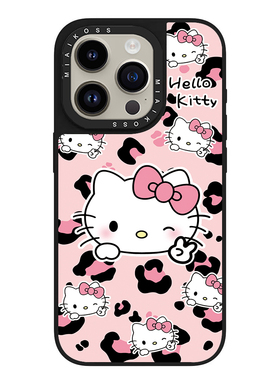 MIAIKOSS/妙吻HelloKitty凯蒂猫粉色豹纹可爱适用iPhone16Promax苹果17手机壳15潮牌14防摔套13个性12女磁吸