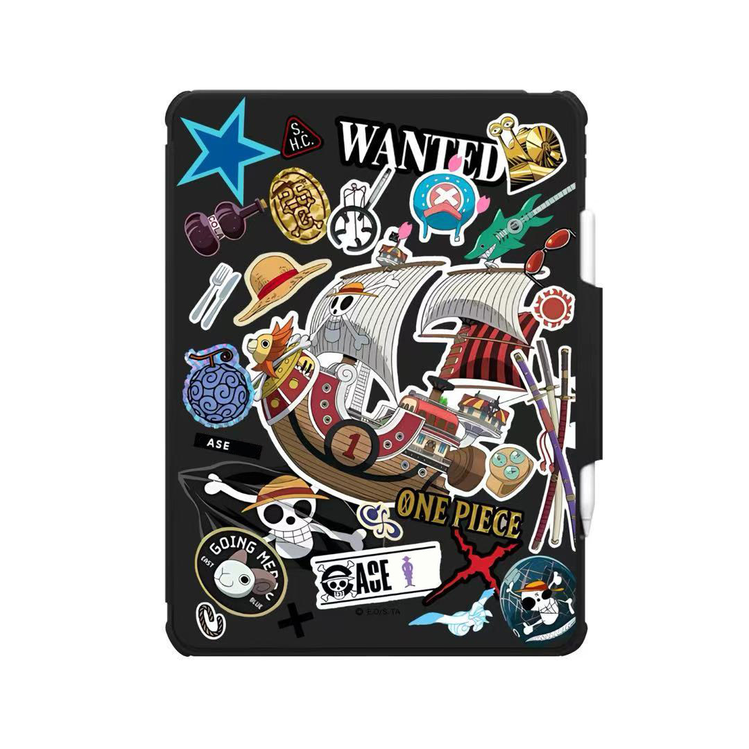 翻盖旋转折叠支架海贼王路飞主角船适用苹果iPad Pro11寸平板mini7/6保护套ipad10/11代防摔壳卡通air5/6/7/8