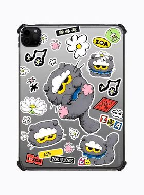 联名ZO雏菊猫咪满印贴纸适用苹果iPad Pro11寸平板电脑mini7/6保护套ipad10/11代防摔壳13/12.9mini创意可爱
