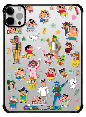 CASE联名满印小新贴纸适用苹果iPad Pro12.9寸平板保护套2024 Air第3/4/5/6/7代11寸2025卡通可爱防摔壳mini6