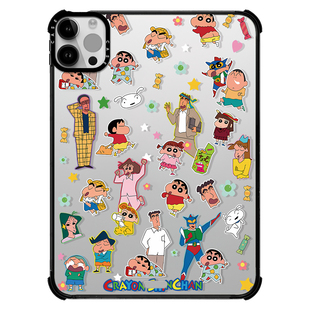 CASE联名满印小新贴纸适用苹果iPad Pro12.9寸平板保护套2024 Air第3/4/5/6/7代11寸2025卡通可爱防摔壳mini6