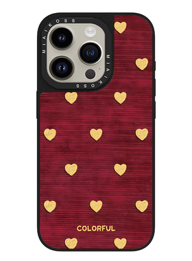 MIAIKOSS/妙吻联名新春红底多彩黄色爱心适用iPhone16Promax苹果17手机壳15潮牌14防摔套13个性12女磁吸新年
