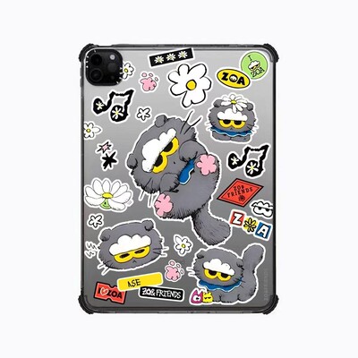 联名ZO雏菊猫咪满印贴纸适用苹果iPad Pro11寸平板电脑mini7/6保护套ipad10/11代防摔壳13/12.9创意精致air8