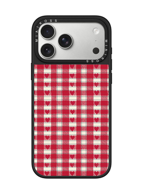 MIAIKOSS/妙吻红色格纹爱心适用iPhone17Promax苹果16手机壳15潮牌14防摔套13个性12女11艺术家磁吸版精致