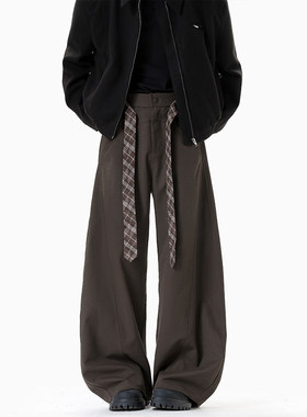 备货10W件2026春季腰带设计感西裤男阔腿弯刀裤K2406