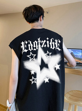 2024新款复古潮流印花无袖男女宽松运动健身美式背心M4132 特p18