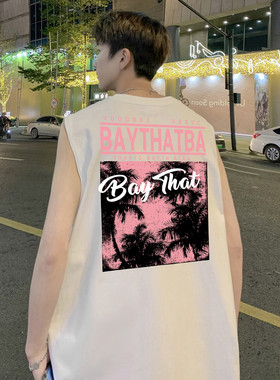 2024新款复古潮流印花无袖男女宽松运动健身美式背心M4130 特p18