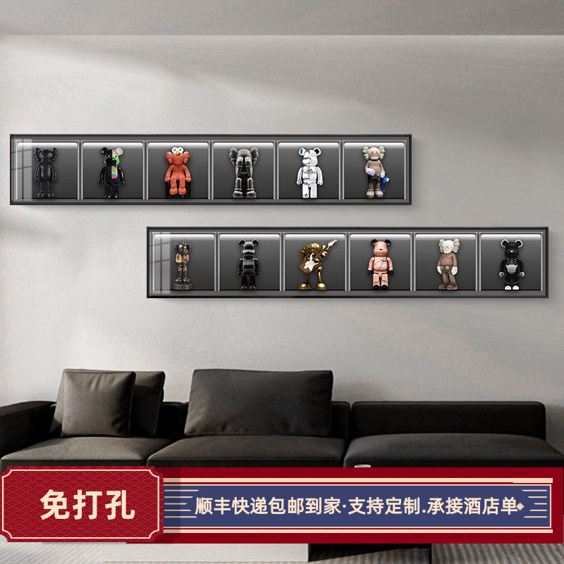 kaws挂画暴力熊装饰画细长条现代简约卧室床头客厅沙发背景墙壁画