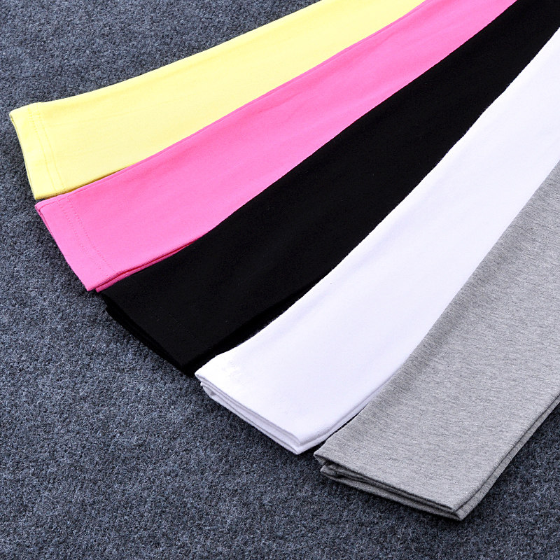 三优贝贝女童打底裤春秋外穿白色纯棉薄款长裤儿童紧身裤黑色裤子