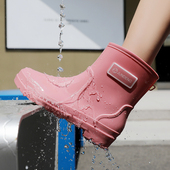 工作鞋 新款 百搭防滑厨房水鞋 女成人短筒雨靴胶鞋 低筒雨鞋 女士时尚