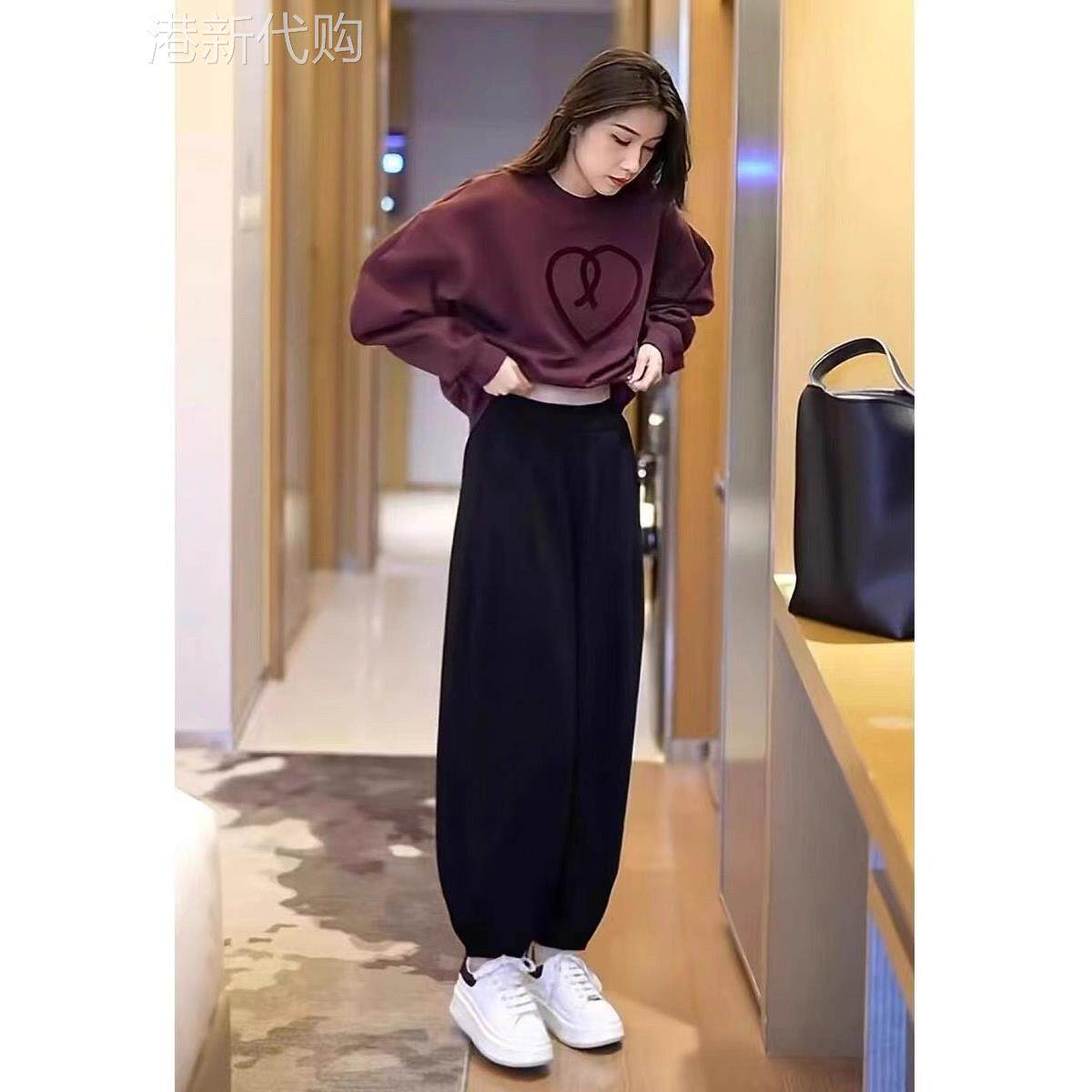 运动套装女秋冬2025新款加绒加厚卫衣哈伦裤子休闲时尚洋气两件套
