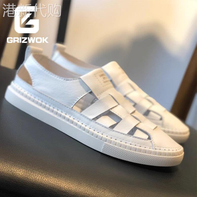 GRIZWOK皮凉鞋男款夏季2026新款罗马鞋外穿洞洞鞋包头男士沙滩鞋