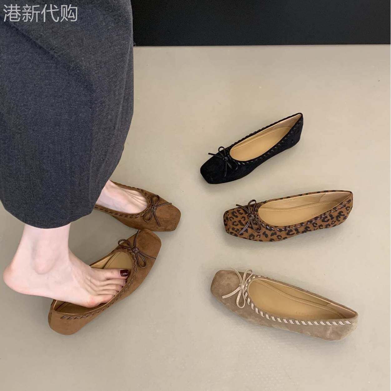 香港晚晚风浅口内增高单鞋女2026年新款蝴蝶结温柔气质奶奶鞋瓢鞋图片