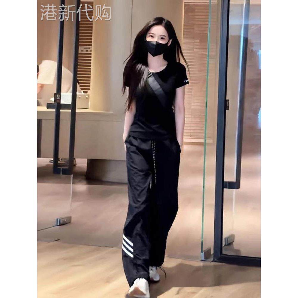 欧货运动服套装女2025夏季新款时尚洋气设计感休闲跑步两件套显瘦