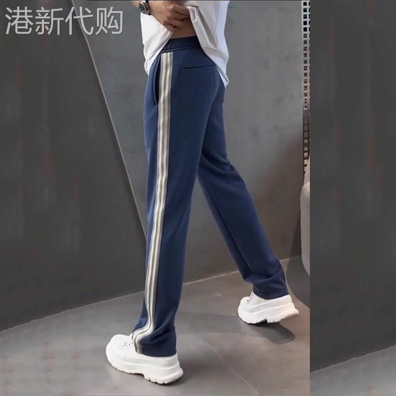 高级感侧条纹直筒休闲裤男春夏季新款潮流简约时尚垂感百搭长裤子