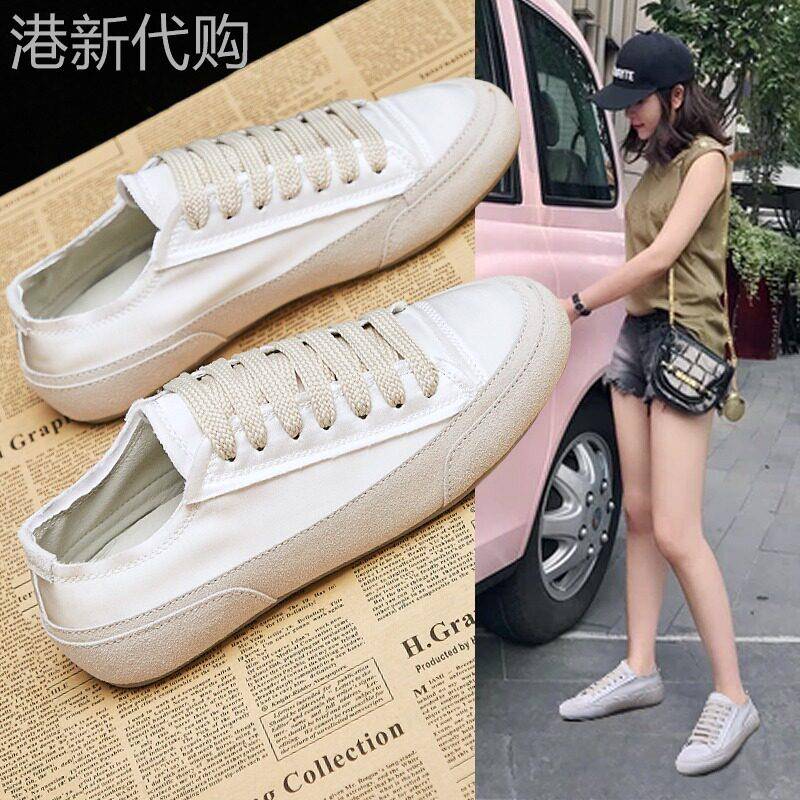 潮牌小白鞋女2025年夏季新款时尚绸缎帆布鞋百搭薄款平底休闲板鞋