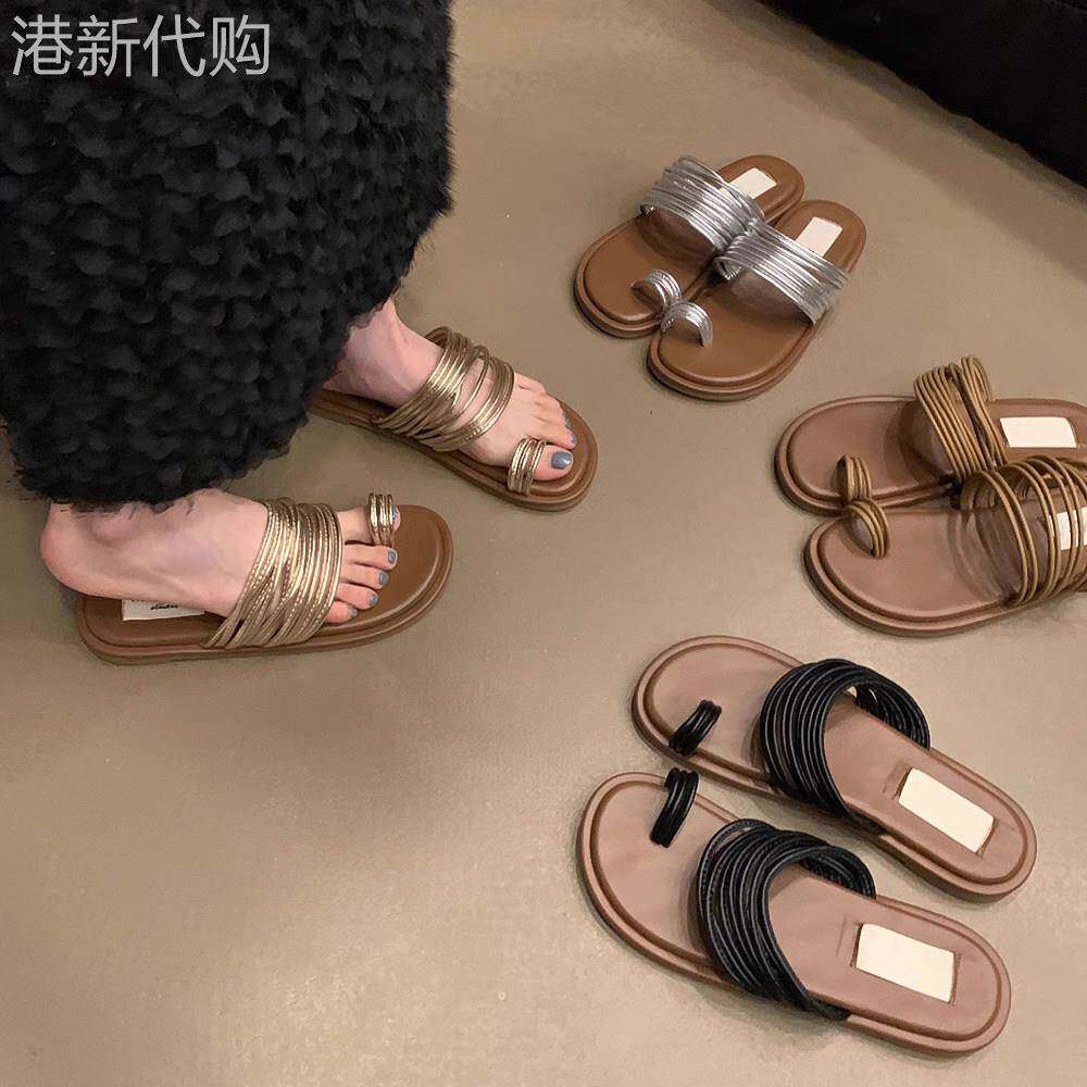 小众设计感套脚趾凉拖鞋女夏外穿2026新款配裙子海边平底罗马凉鞋
