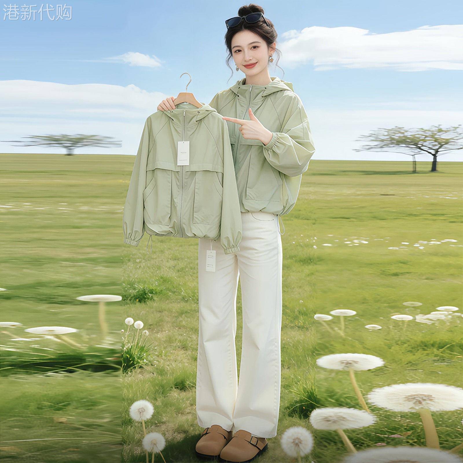 中年妈妈冰丝连帽防晒衣女夏季轻薄透气宽松大尺码夏天防晒衫短外