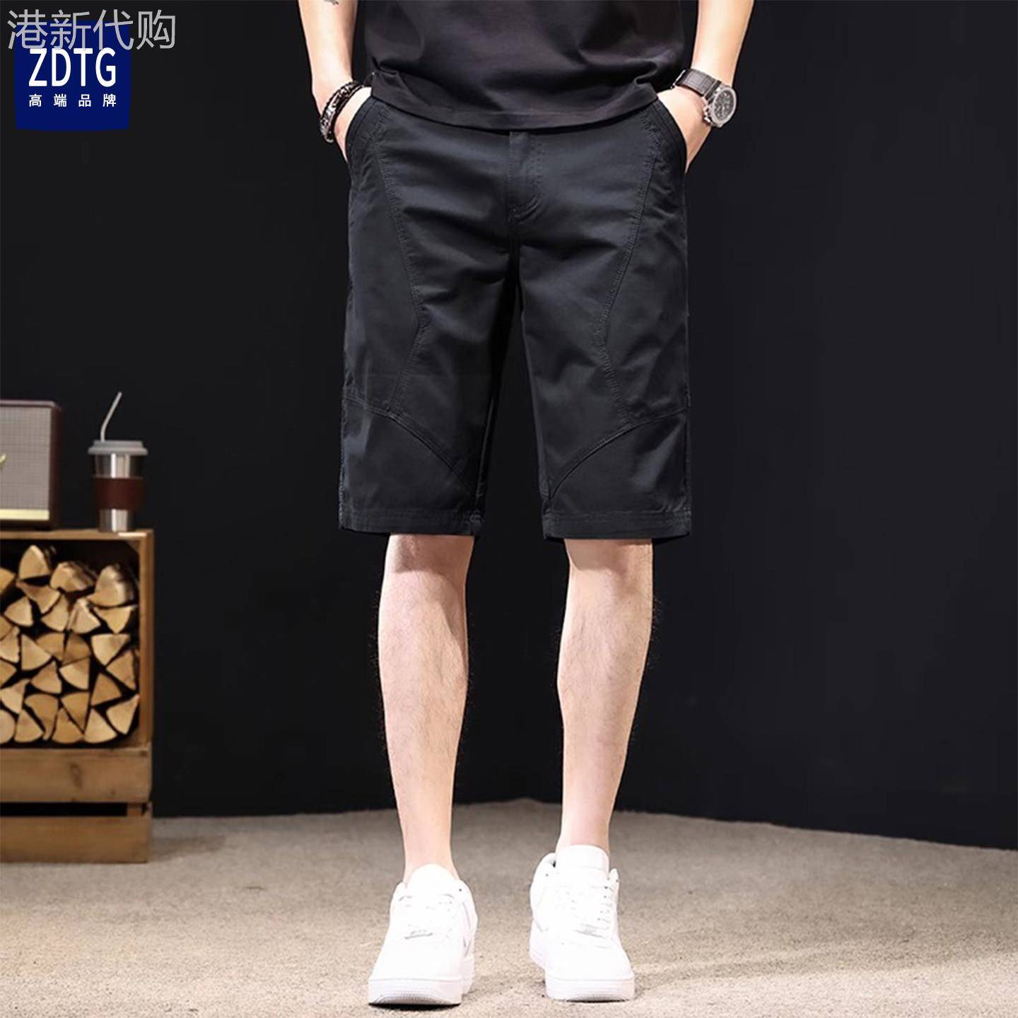 意大利黑色纯棉休闲短裤子男士五分裤夏季薄款2026新款五分中年男