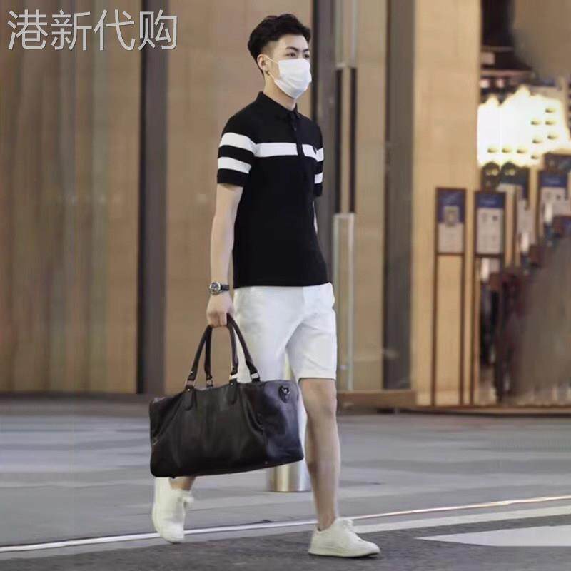 高端黑白条纹polo衫男士短袖t恤2026年夏季新款成熟稳重男装穿搭
