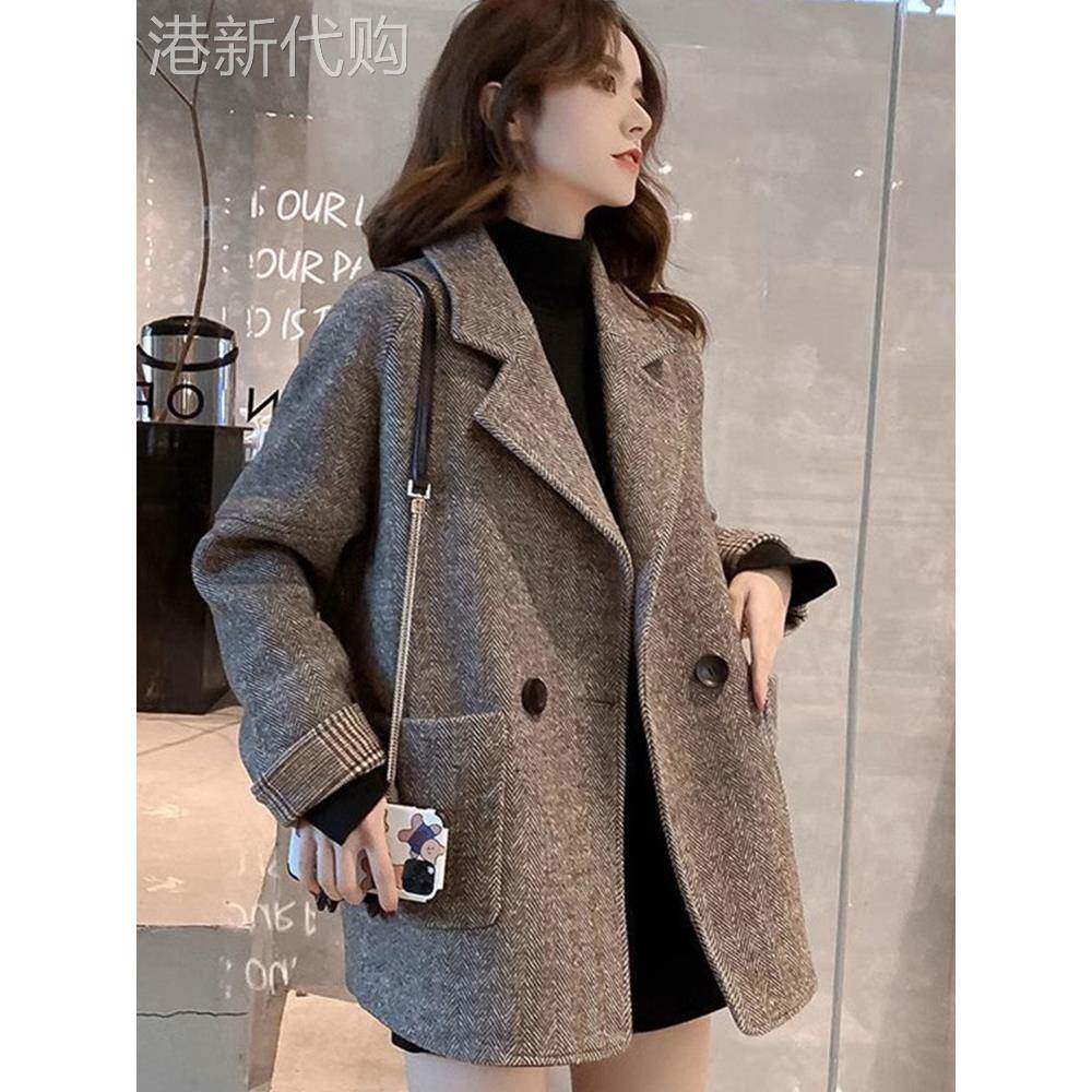 西装外套女2025新款春秋季休闲气质宽松韩版英伦风毛呢小西服上衣