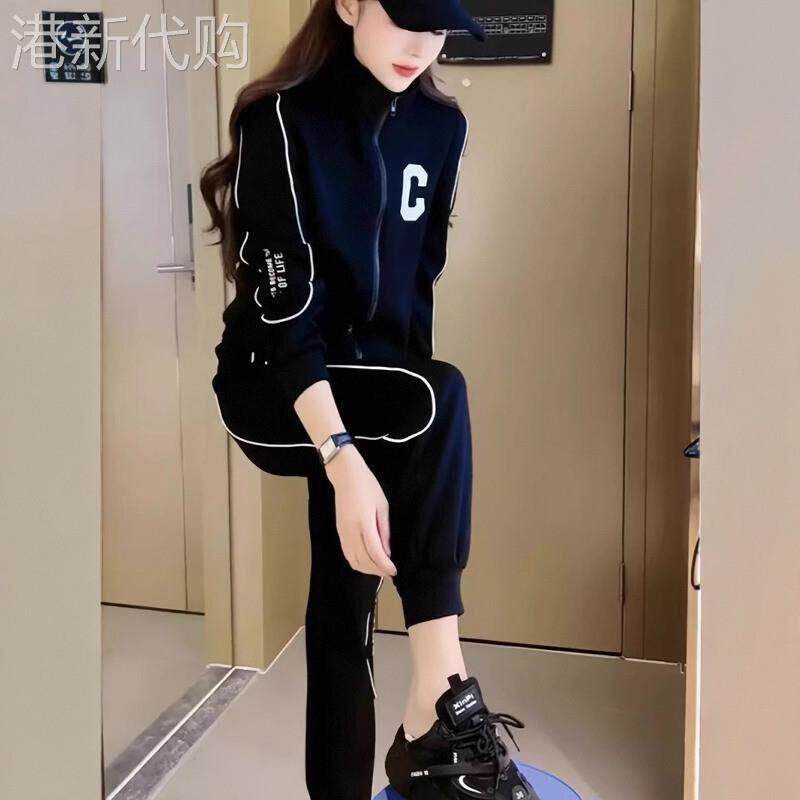 网红爆款休闲套装女2025春秋季新款拉链卫衣外套运动小脚裤两件套