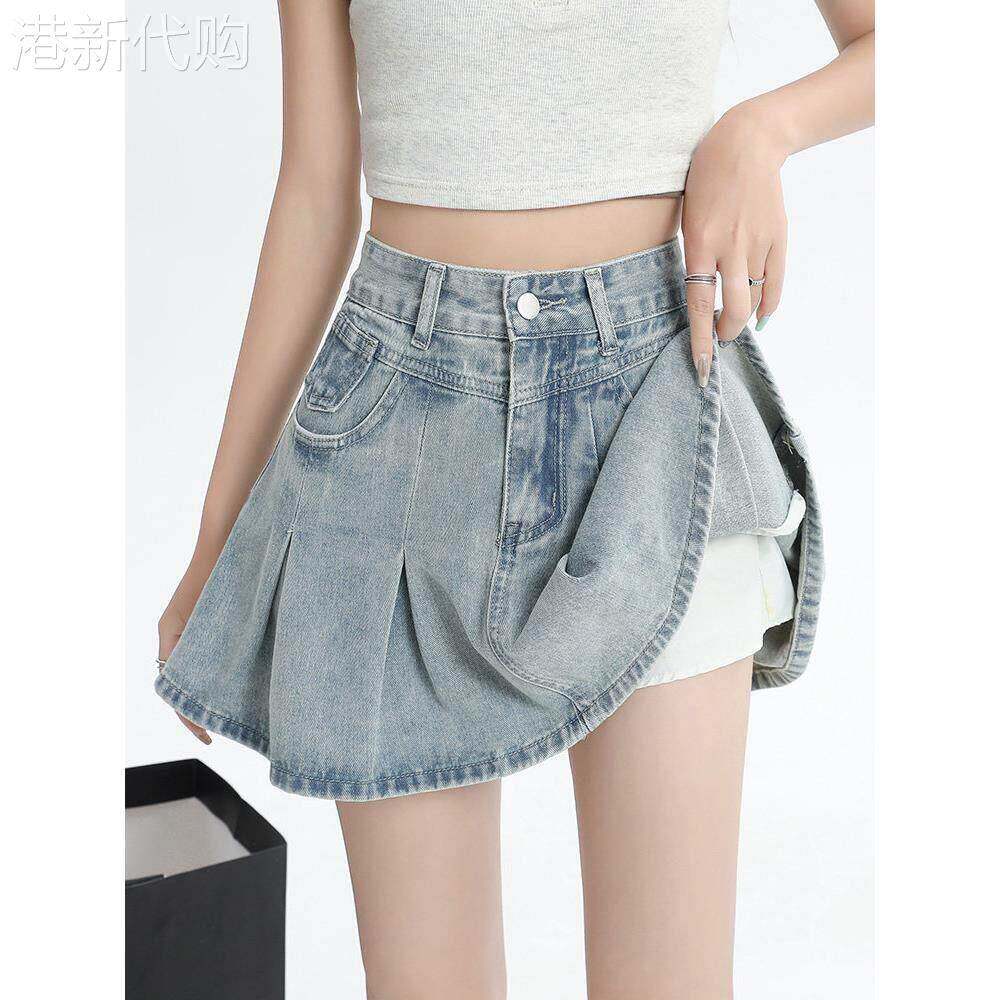 高腰牛仔半身裙女夏季薄款新款小个子显瘦休闲宽松a字短裙伞裙子
