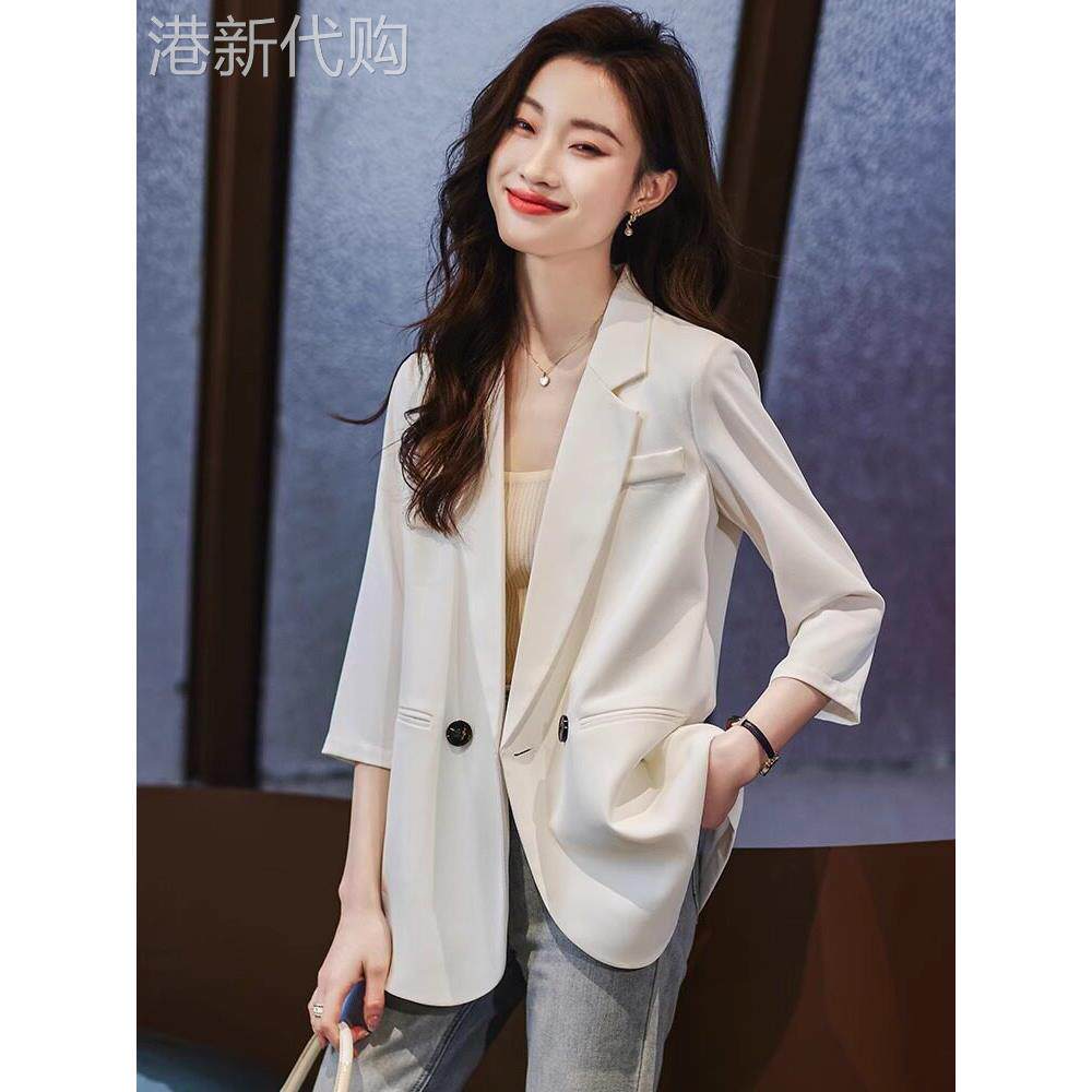白色西装外套女夏季薄款2025新款高级感职业通勤小个子休闲西服