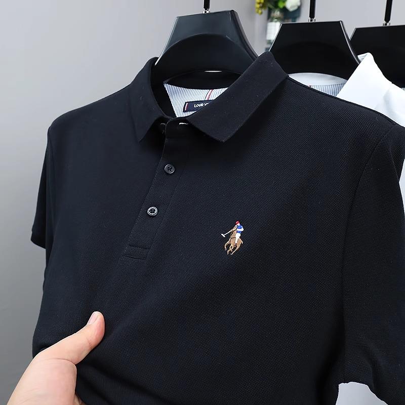高端刺绣polo衫短袖男2025新款夏季纯棉翻领休闲商务男士t恤上衣