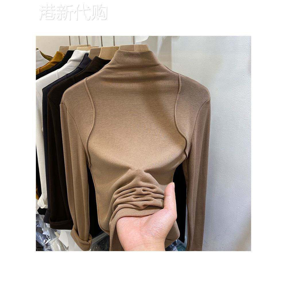 欧货2025秋冬新款半高领针织衫女长袖修身显瘦T恤洋气内搭打底衫