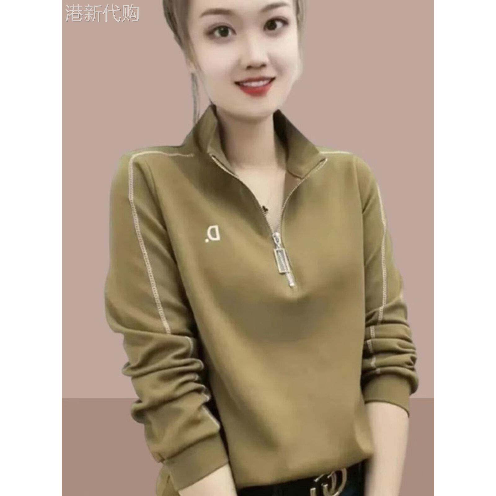 半拉炼女式运动衫2025春秋季新款女式薄连帽上衣流行长袖小个子