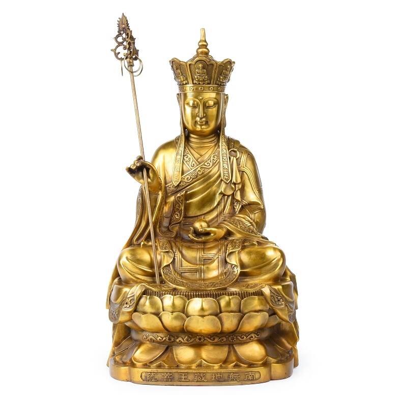 地藏王佛像全铜九华山娑婆三圣佛像摆件居家装饰品中式工艺品