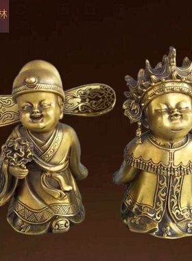 全铜金童玉女摆件客厅卧室装饰