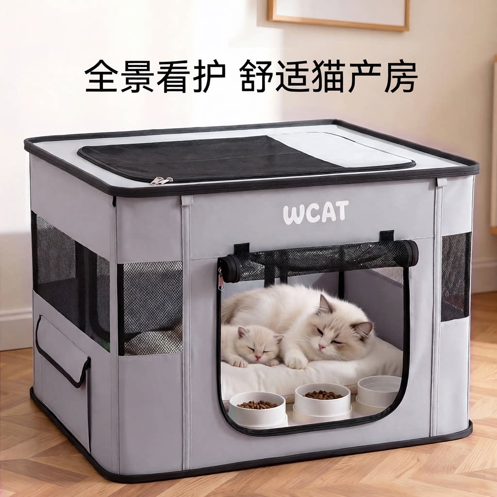 猫产房中性四季通用封闭式猫窝帐篷窝幼猫母猫待产窝大空间猫笼子