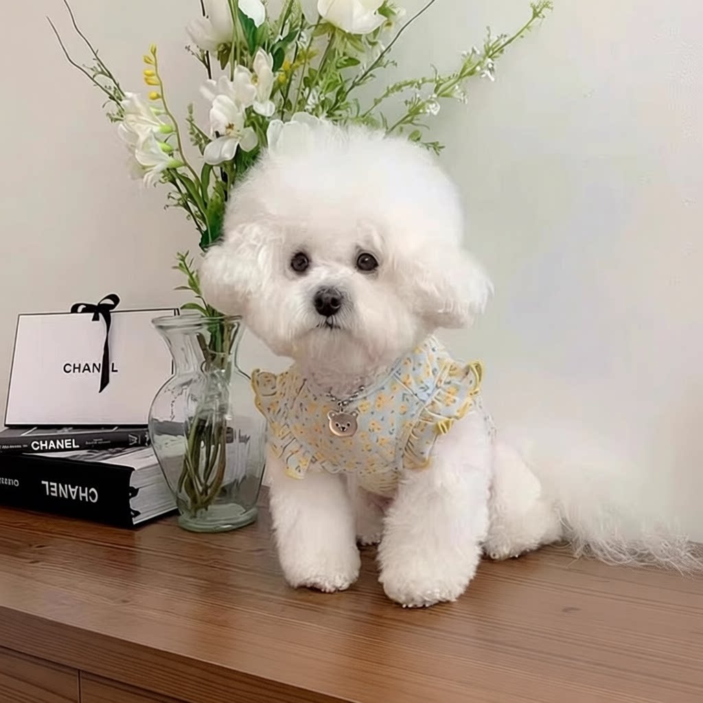 春夏季蝴蝶结宠物清新碎花小飞袖两脚泰迪比熊幼犬幼猫背心狗衣服