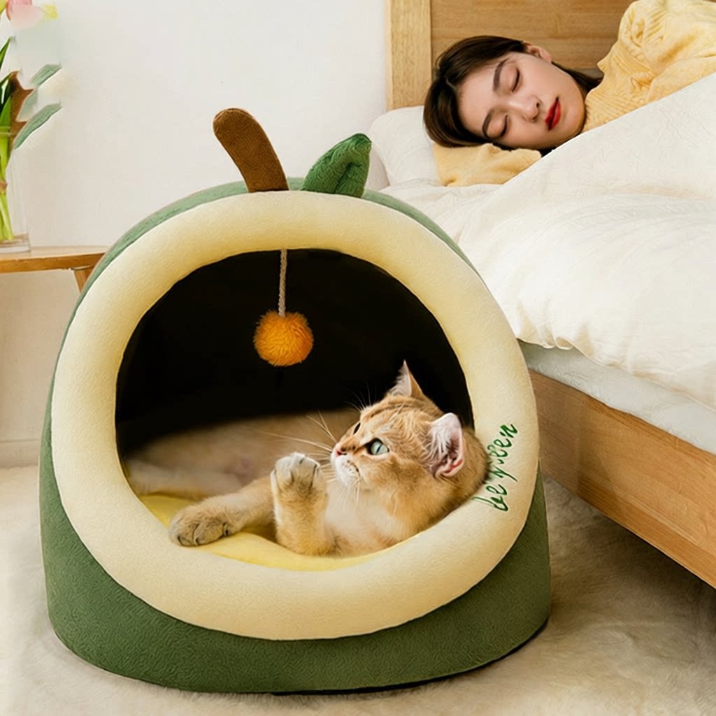 可爱猫窝秋冬保暖猫咪半封闭式泰迪小型犬狗窝可拆猫猫宠物屋
