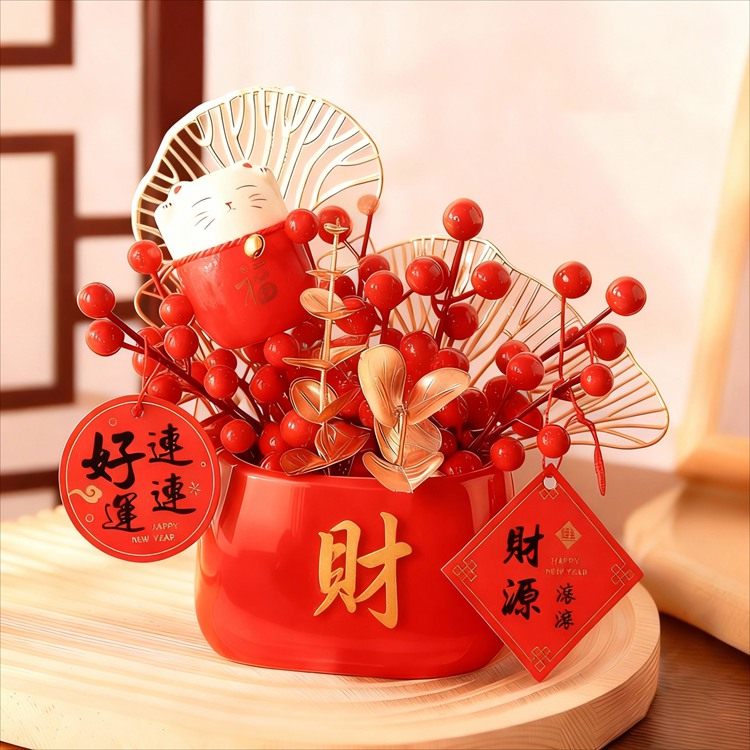 2026新年乔迁装饰品玄关福桶柿子柿柿如意卧室元旦布置发财果摆件,家居饰品,福桶,淘宝优惠券,粉丝福利购,淘宝优惠卷