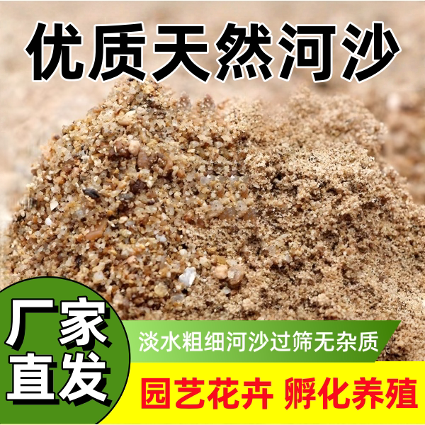 50斤河沙养龟种花沙子水族造景家庭阳台多肉铺面沙子天然细黄沙子
