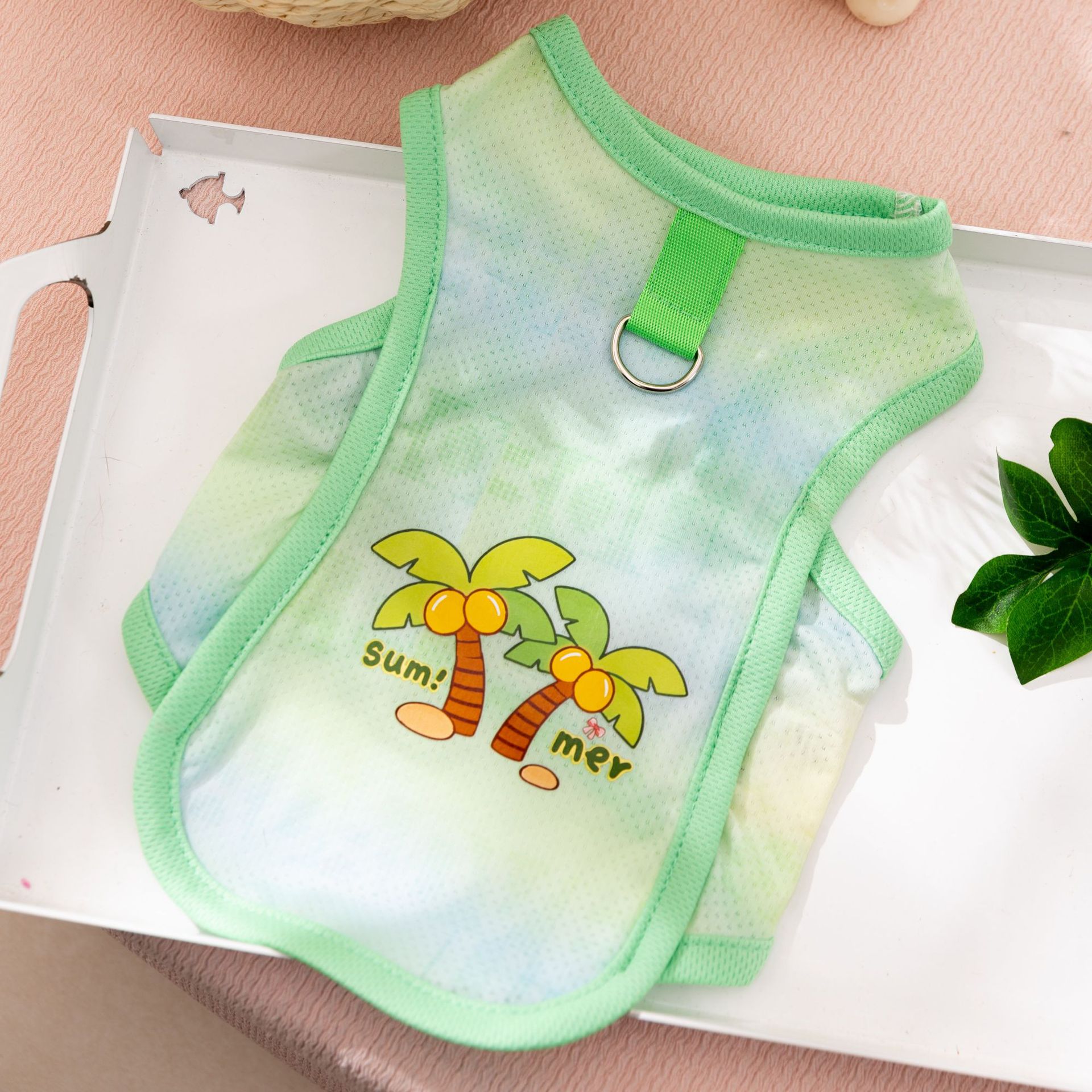 春夏背心沙滩椰子比熊泰迪狗衣服两脚透气外出牵引宠物衣服猫衣服