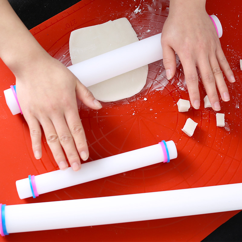 翻糖工具PP不沾擀面杖擀面棍 带垫圈可调节厚度烘焙工具 大中小号