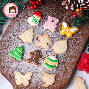 圣诞饼干切压模具立体卡通圣诞老人雪人姜饼人圣诞树翻糖曲奇磨具