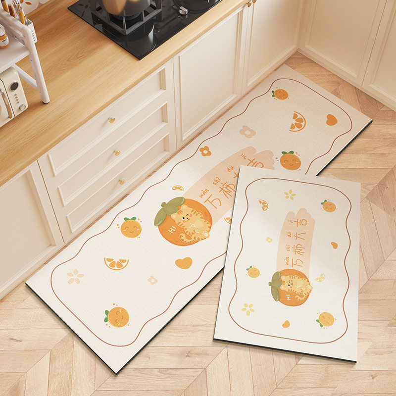 高端厨房防滑防油地垫可擦免洗家用垫2023新款门口专用脚垫矽藻泥