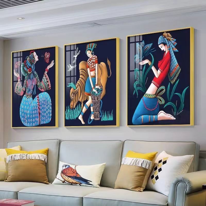 云南少数民族风挂画美女艺术人物装饰画酒店民宿壁画玄关过道墙画图片