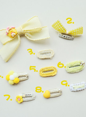 手工迷你碎发宠物毛线BB夹黄色系蝴蝶结发夹饰品头饰马尔济斯比熊