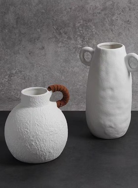 手作白色陶瓷花瓶干 干燥花民宿装饰北欧风家居摆饰简约插花水培